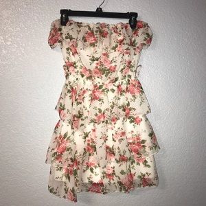 Strapless Floral Dress